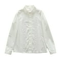 thumbnail image 2 of Royisotas Cotton Tops for Women Casual Winter Long Sleeve Lace Bottom Womens Button Down Blouses Plus Size White Fitted Collared Button up Shirts, 2 of 9