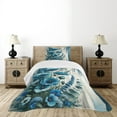 thumbnail image 4 of Ambesonne Blue Quilted Bedspread Set 2 Pcs, Poppy Flowers on Rustic Back, Twin Size, Dark Turquoise and Off White, 4 of 4