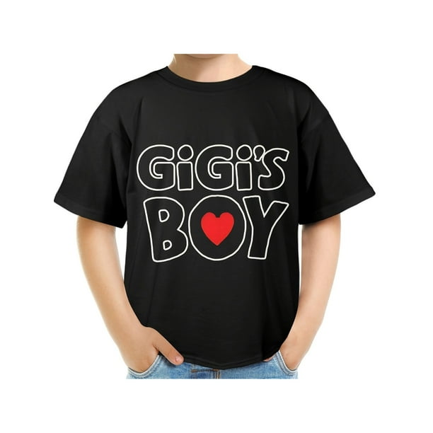Camiseta de niño 100 % algodón con estampado de dibujos animados de GiGi'S BOY, manga corta, cuello redondo, lavable a máquina.