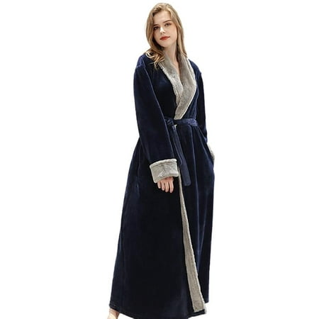 

SUPERHOMUSE Women s Luxurious Fleece Bath Robe Plush Soft Warm Long Terry Bathrobe Full Length Sleepwear