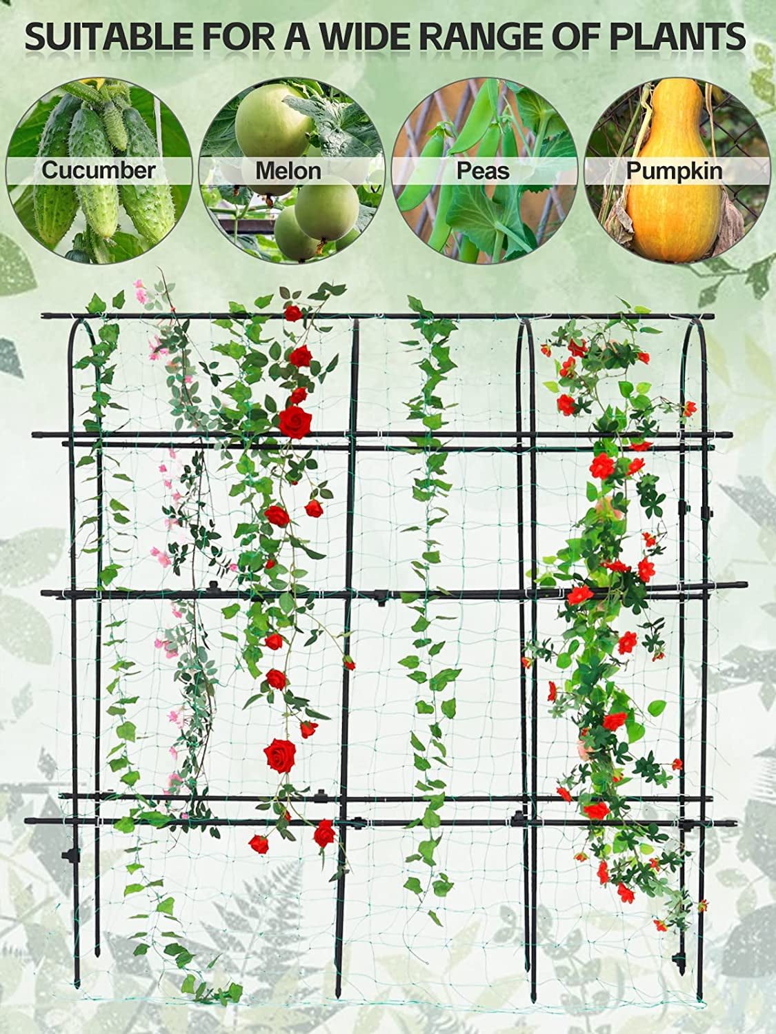 Kalolary 6x6 Feet Garden Trellis, Rustproof U-Frame Plant Support for Climbing Vegetables, Fruits, and Vines Ideal for Indoor & Outdoor Use