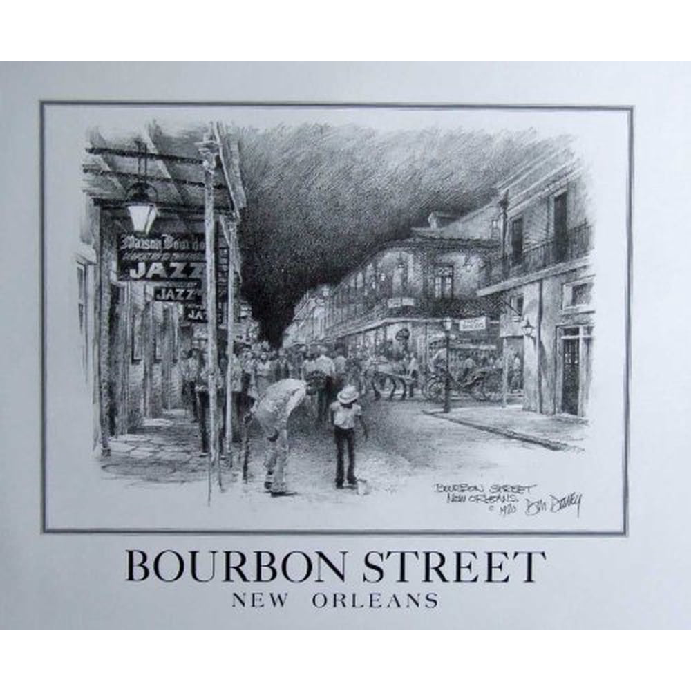 Bourbon Street Don Davey Matted Art Print Famous Street