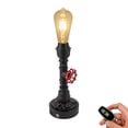 thumbnail image 1 of FSLiving Rechargeable Battery Operated LED Fireplace Lamps with Remote RV Industrial Table Lamp,Steampunk Retro Black Dimmable Edison Pipe Rustic Desk Lamp Hallway Light Fixtures - 1 Light, 1 of 7