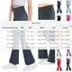 thumbnail image 2 of Pantalones de yoga de pierna ancha para niña, con bolsillos, de cintura alta, informales, acampanados, para bailar, correr, hacer deporte y yoga, de poliéster., 2 of 7