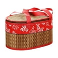 thumbnail image 1 of Cesta tejida de bambú, cesta para almacenar alimentos, asas dobles, cesta multiusos tejida a mano con asa para regalo, cesta para envolver rojo, 1 of 9