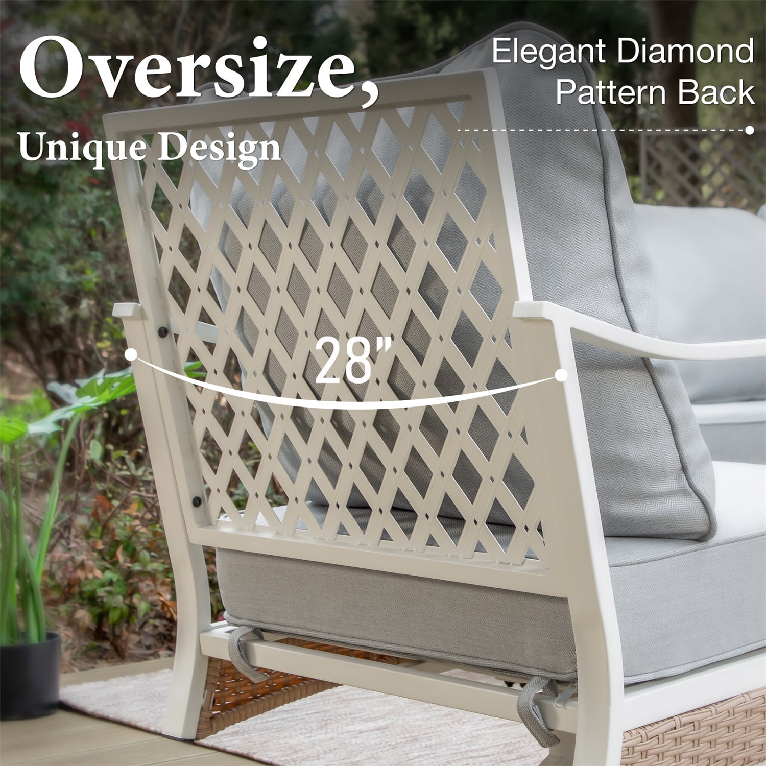 MF Studio 7-Seater Patio Conversation Set Metal Outdoor Furniture with Rocking Chair Sofa Gray