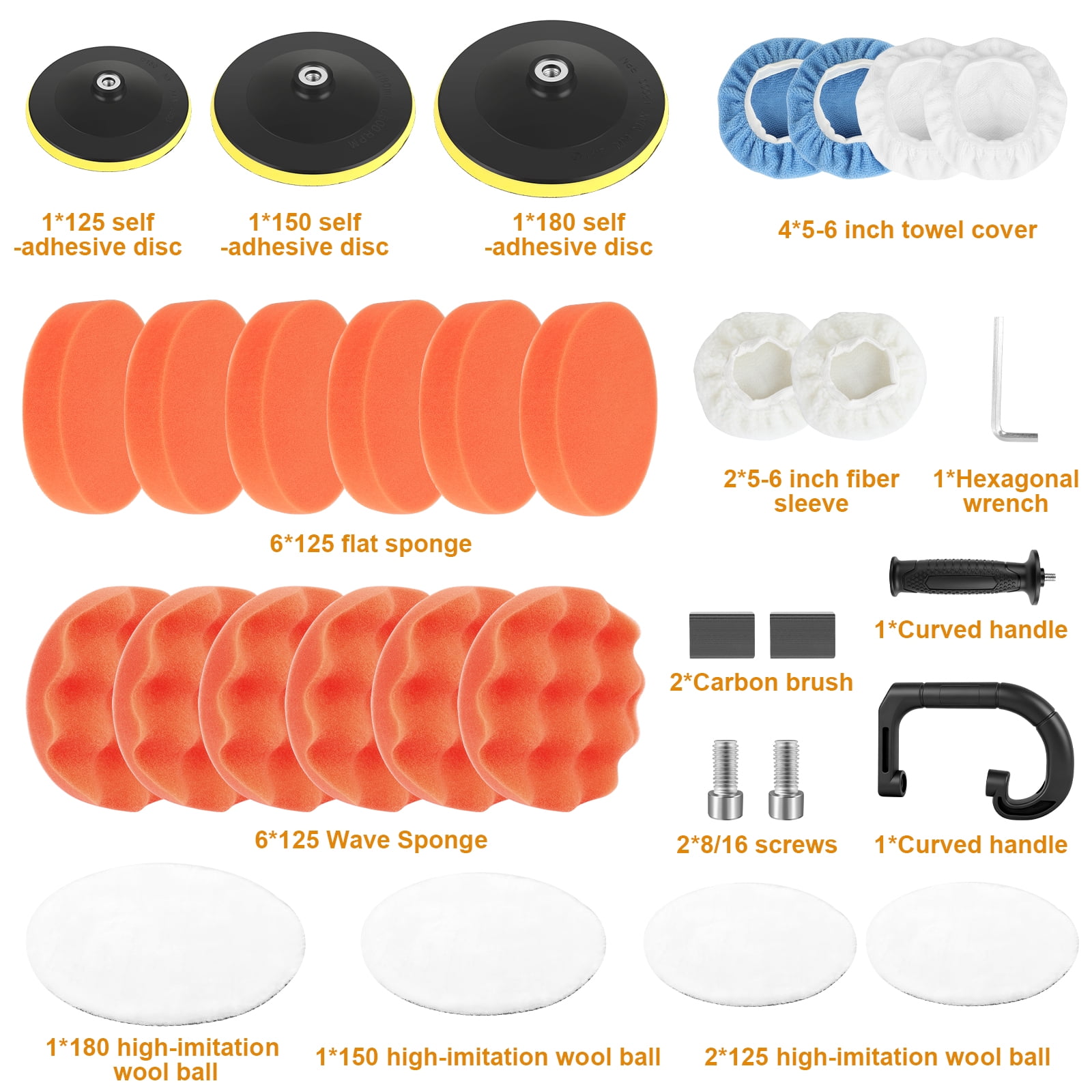 Buffer Polisher, 2000W Rotary Car Buffer Polisher Waxer, 7 Variable Speed 500-3300 RPM, Detachable Handle with 5" 6" 7" Backing Plate for Car Detailing, Polishing, Waxing