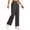 Black 1, variant on Womens Trousers Linen Straight Leg Chino Pants Drawstring Loose Fit Cotton Elastic Waist Lounge Pants Work Slacks Wear
