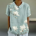 thumbnail image 2 of Plus Size Womens Blouses Casual Summer Trend Fall Vintage Floral Printed Short Sleeve V Neck Stylish Loose Flowy Tops,Green 2,S, 2 of 5