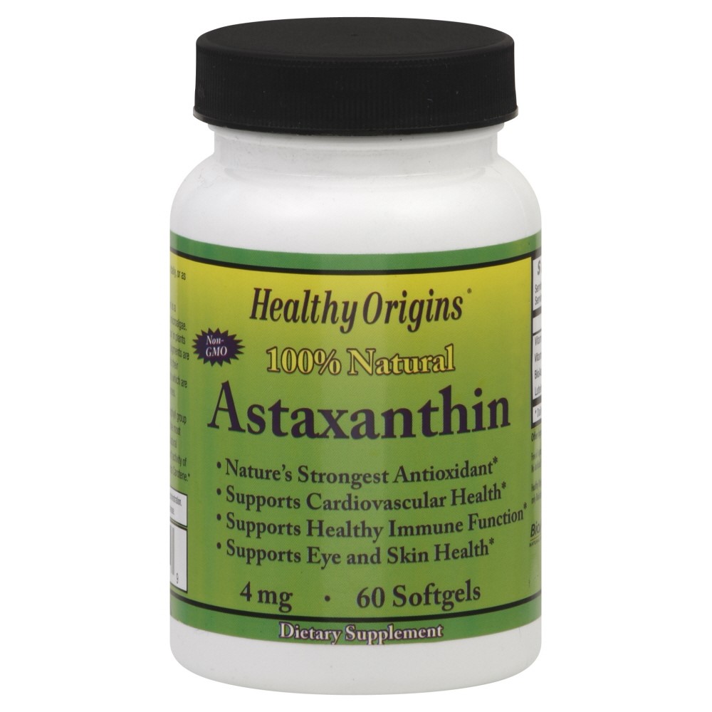 Healthy Origins Natural Astaxanthin Supplement Softgels 4 mg, 60 Ea