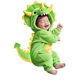 thumbnail image 4 of KPOPLK Dino Infant Romper Hooded Outfit Unisex Halloween Bodysuit Long Sleeve Zipper Jumpsuit Bodysuit for 3 6 9 Months(Green,1-3 Months), 4 of 8