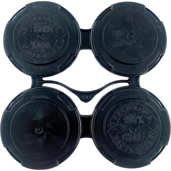Reusable Black Can Holder Carrier, Four Can, Pack of 20 - Snap Off Carrier For 12 oz & 16 oz Cans - Brewery Homebrewing Beverage Canning & Transport - 100% Recycled Plastic, USA Made - Bits N Things