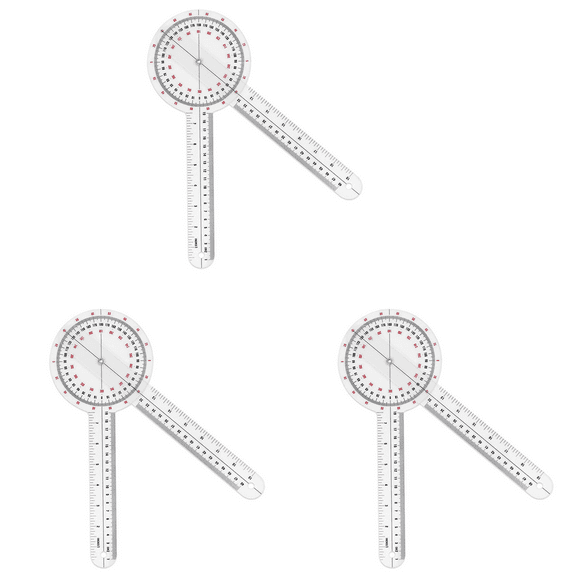 3pcs 12 Inch Goniometer,Transparent Orthopedic Angle Ruler Plastic Goniometer 360 Degree Spinal Goniometer