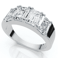 thumbnail image 4 of Pompeii 2 1/4Ct Tetrad Diamond Ring Emerald Cut Anniversary Band 14k Gold/Pt Lab Grown, 4 of 7
