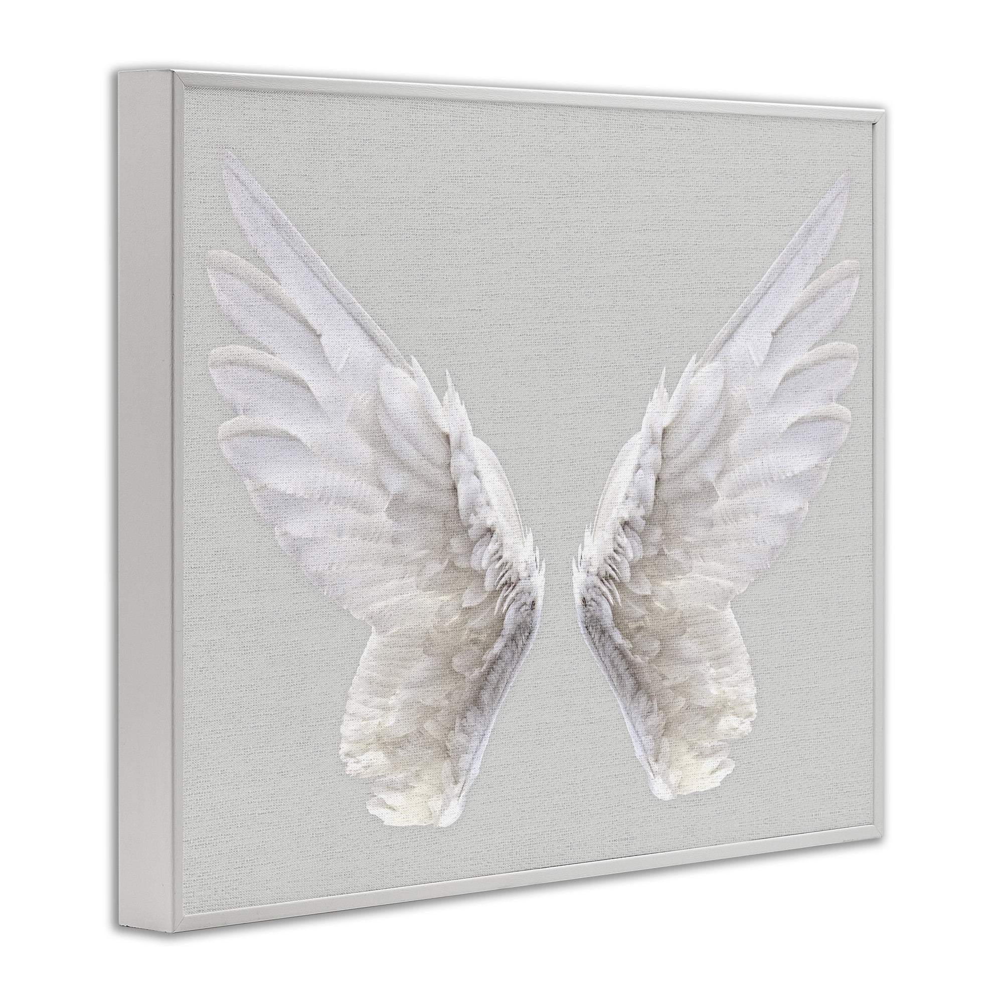 Stupell Industries Angel Wings on Grey Religious Painting White Framed Art Print Wall Art, 24 x 30