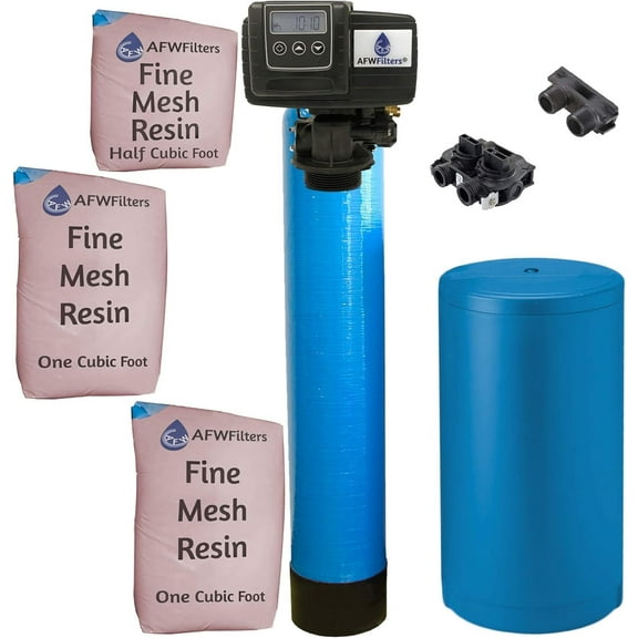 Fleck IRONPRO2 Pro 2 Combination Water Softener Iron Filter 5600SXT Digital metered Valve for Whole House 80,000 Grains, Blue