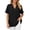 Black, variant on Notched V Neck Blouses for Women, Back Pleated Roll Short Sleeve Tops for Women, Loose Fit Summer Casual Tops, Textured Work Daily Wear Spring Blouses