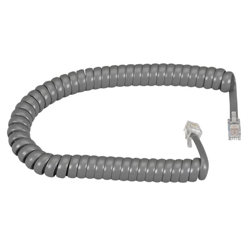 BlackBox Coiled Telephone Handset Cord Dark Gray, 12ft.