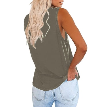 Women's Loose Fit V-Neck Tank Top - Casual Sleeveless Tee With Lace Trim, Awesome Fans Graphic