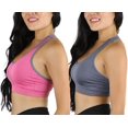 thumbnail image 4 of ToBeInStyle Women's Reversible Compression Double Layered Sports Bras X-Large, Hot Pink/Grey, 4 of 5