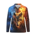 thumbnail image 4 of Yuyamidu Fire Wolf Golf Shirts Women Galaxy Golf Top Long Sleeve Tennis T-shirt Breathable 1/4 Zip Up Sports Outfits Size 2XL, 4 of 8