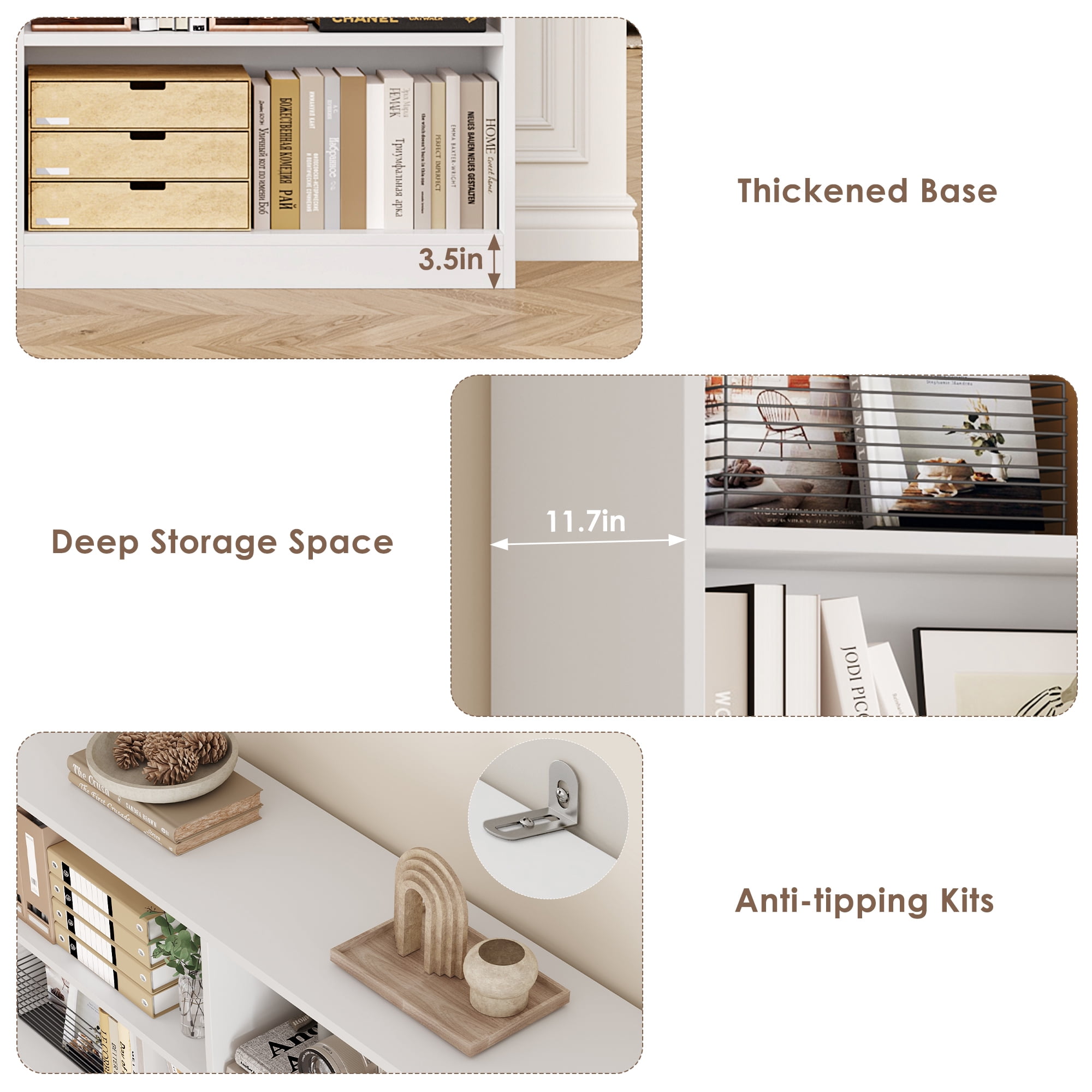 Hiphuta 84" Tall Double Wide 7-Tier Bookcase with 14 Cubes, Large Open Bookcase for Home Office and Living Room, Freestanding Display Book Shelves, White