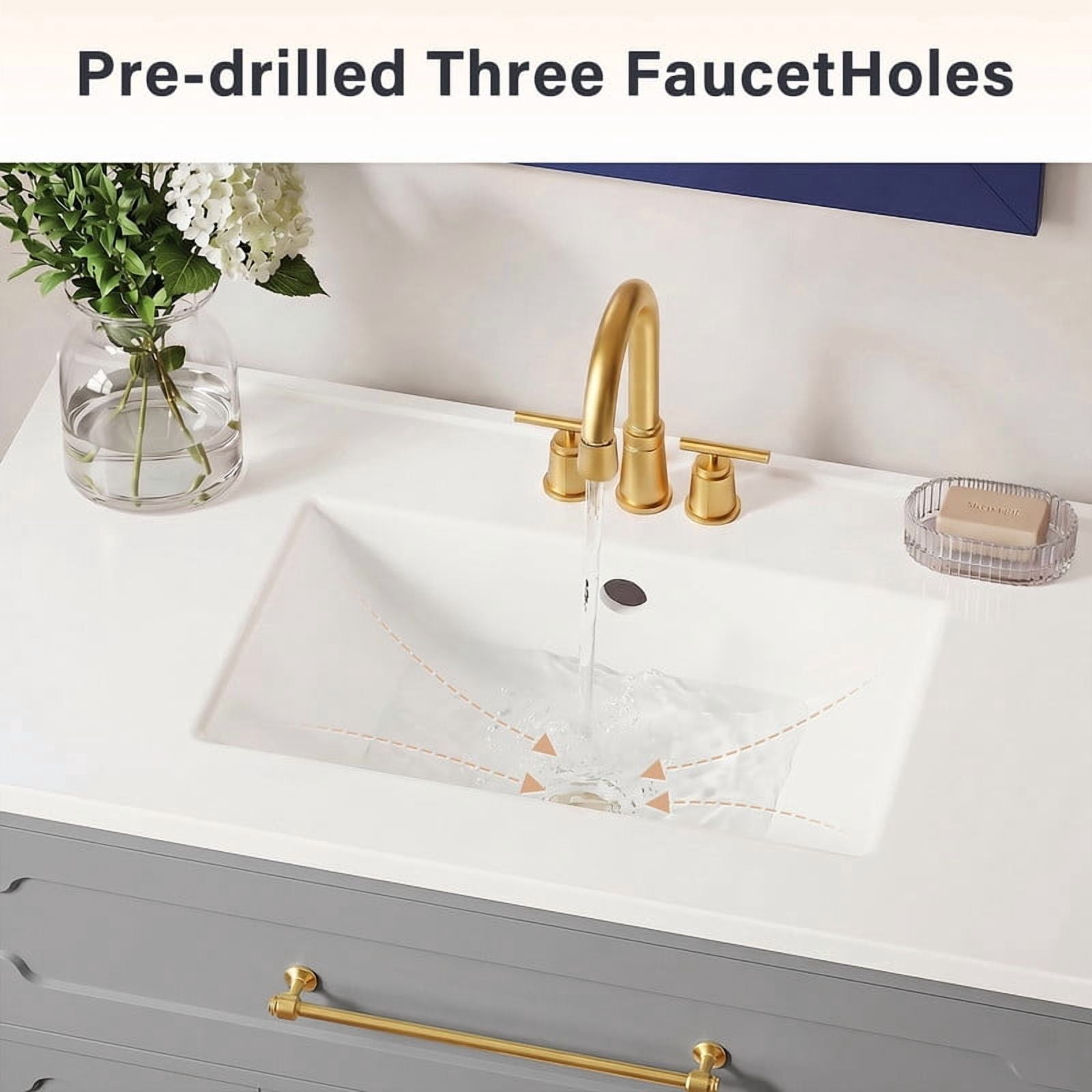 Lacoo 36'' Bathroom Vanity with Ceramic Sink Top, Modern Bathroom Storage Cabinet with Soft Close Drawers, Pre-Drilled Faucet Holes, Freestanding Vanity for Bathroom, Gray(2 Pack)