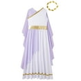 thumbnail image 4 of iiniim Kids Girls Party Dress Princess Robe with Gold Leaf Crown Headwear Lavender 8, 4 of 6