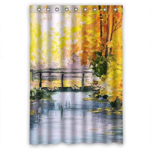 ABPHQTO Paisaje natural Pintura al óleo Patrón Cortina de ducha Cortina de ducha impermeable 120x180 cm