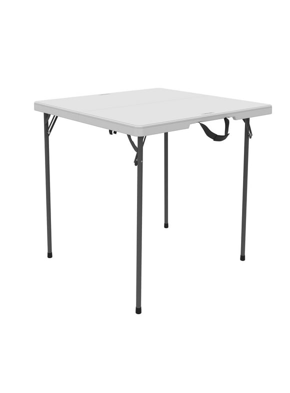 Lifetime 37 inch Square Fold-in-Half Table, Indoor/Outdoor Light Commercial Grade, White Granite (280228)