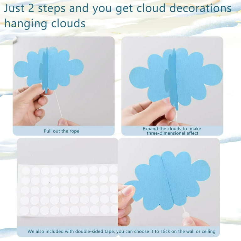 16pcs 3D Hanging Clouds For Ceiling Fake Felt Cloud Decoration Wall Decor  Clouds For Baby Shower Party Nursery Classroom Kids Room Art Wedding (4 Size
