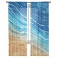 thumbnail image 2 of Blue Ombre Coastal Semi Sheer Curtains 96 Inch Length 2 Panels Set, Summer Nautical Beach Ocean Seaside Sheer Kitchen Curtain Privacy Voile Window Curtain for Living Room Bedroom Rod Pocket Drapes, 2 of 7