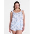 thumbnail image 2 of Joyspun Women's Woven Sleep Cami and Shorts Set with Ruffle, 2-Piece, Sizes XS-3X, 2 of 7