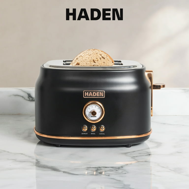 HADEN Dorset Retro-Chic 2-Slice Wide Slot Toaster, Black & Copper
