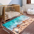 thumbnail image 3 of Ocean Waves And Seashells Pattern Soft Small Velvet Area Rugs Non Slip Indoor Floor Carpet for Living Room Bedroom Decor, 3 of 5