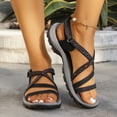 thumbnail image 2 of hopeusnice Women's Sandal Flat Heel Open Toe Plus Size Available Soft Sole Durable Construction For Long Wear Black 40, 2 of 9