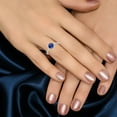 thumbnail image 2 of GemsNY September Birthstone - Petite Prong Set Round Blue Sapphire Hidden Halo Ring (Grade - AAA | 0.74cttw), 2 of 4