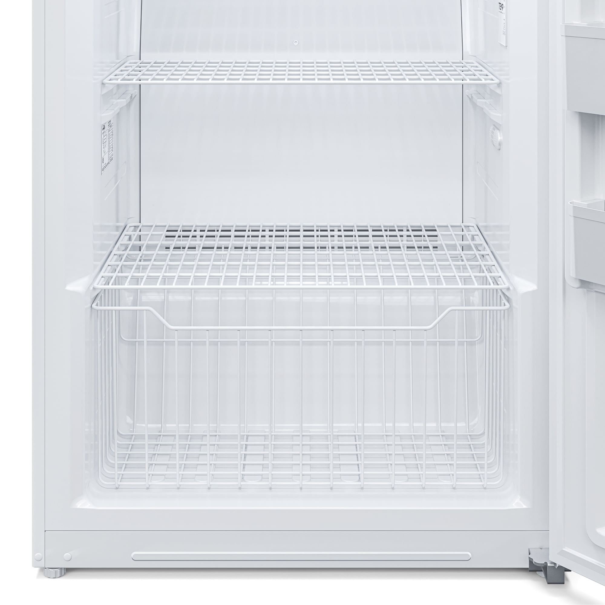 Upright Freezer/Refrigerator Convertible, 2-in-1 Appliance, Home, Dorm, and Garage Ready Fridge/Freezer Storage for Fresh or Frozen Food and Drinks, Wire Shelves and Drawer [White] (RUF-17C)