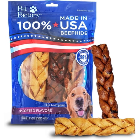 UPC: 0094983781254 | Pet Factory 100% Made in USA Beefhide 7  Braided Sticks Dog Chew Treats – Beef & Chicken Flavor  6 Count/1 Pack Braid Sticks (7in) Beef & Chicken 6 Count (Pack of 1)