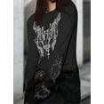 thumbnail image 6 of Graphic Tees for Women Teen Girls Aesthetic Grunge Gothic Clothes Y2k Shirt Knit Basic Long Sleeve Top Fall Black M, 6 of 8