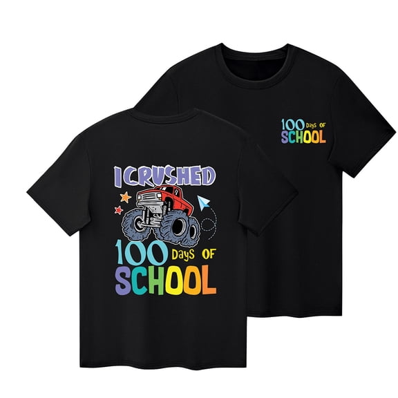 Rohuuque Boys' Short-Sleeve T-Shirts Crewneck Cotton Casual School Printed Graphic Summer Tops Tee 5 Years Black