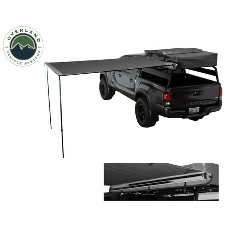 Overland Vehicle Systems 6.5' x 6.5' Black Manual SUV/Truck Awning, Ripstop Fabric