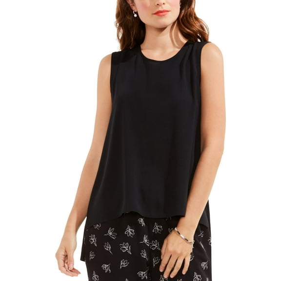 Vince Camuto Womens Lace-Up Mixed Media Casual Top