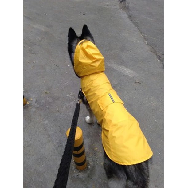Xiao Hua Chubasquero impermeable para perros, reflectante, ligero y con capucha tipo poncho (M, amarillo)