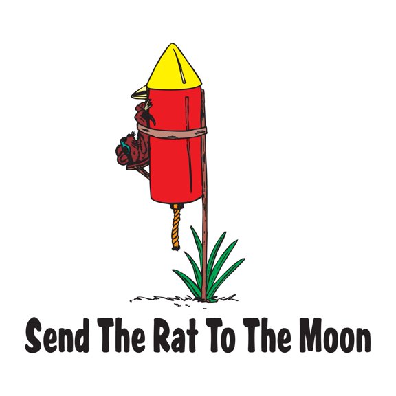 Send the Rat to the Moon Colorful LetteringWall Decal Decoration Send the Rat to the Moon Adventurous Space Cartoon Space Decorating Ideas for Child's Bedroom Size: 40 In(W) x 36 In(H)