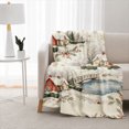thumbnail image 3 of SPXUBZ Soft Warm Cozy Winter Snowy Village Stream Cabins Scene Flannel Throw Blanket For Bed Couch Sofa Holiday Decor Gift, 3 of 3