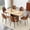 Wood Table+6 Brown Chairs(1), variant on StnTalk Dining Table Set for 6, 59"-71" Extendable Dining Room Table Set, Kitchen Table and Chairs Set with Storage Shelf