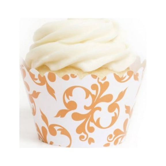 Dress My Cupcake Orange Filigree Cupcake Wrappers, Set of 12