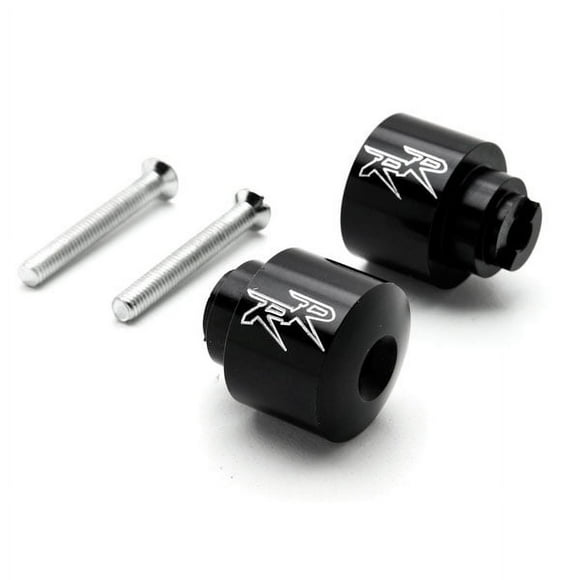 Krator Black Bar Ends "RR" Logo Hand Grip Handlebar Caps Compatible with Honda VTR 1000F Super Hawk 1998-2005