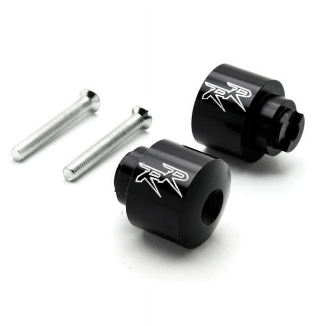 Krator Black Bar Ends "RR" Logo Hand Grip Handlebar Caps Compatible with Honda RC51 RVT1000R 2000-2006